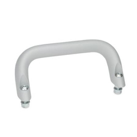 GN 565.2 Maniglie a ponte inclinate per armadi, alluminio Tipo: B - Montaggio dal lato dell'operatore (solo per b<sub>1</sub> = 26)<br />Finitura: SR - Argento, RAL 9006, finitura strutturata