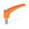 GN 604.1 Verstellbare Klemmhebel, Kunststoff, Einsatz Edelstahl, mit Außengewinde Farbe: OR - orange, RAL 2004, matt