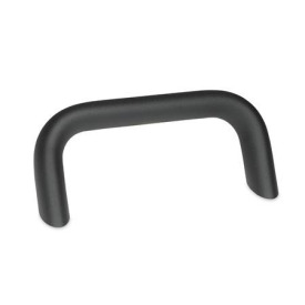GN 565.2 Maniglie a ponte inclinate per armadi, alluminio Tipo: A - Montaggio dal lato posteriore (foro cieco filettato)<br />Finitura: SW - Nero, RAL 9005, finitura strutturata