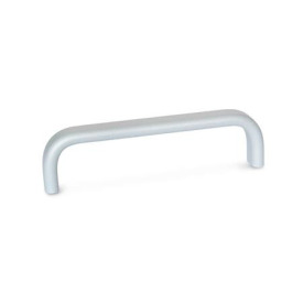 GN 668 Maniglie a ponte per armadi piatte, alluminio Tipo: A - Montaggio dal lato posteriore (foro cieco filettato)<br />Finitura: SR - Argento, RAL 9006, finitura strutturata