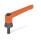 GN 300.4 Verstellbare Klemmhebel, Zink-Druckguss, Einsatz Stahl, mit Außengewinde, mit Spannkraftverstärkung Farbe: OS - orange, RAL 2004, strukturmatt
