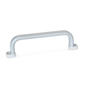 GN 668 Maniglie a ponte per armadi piatte, alluminio Tipo: B - Montaggio dal lato dell'operatore (solo per b<sub>1</sub> = 20)<br />Finitura: SR - Argento, RAL 9006, finitura strutturata