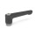 GN 302.1 Flache verstellbare Klemmhebel, Zink-Druckguss, Einsatz Edelstahl, mit Innengewinde Farbe: SW - schwarz, RAL 9005, strukturmatt