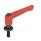GN 307 Verstellbare Klemmhebel, Zink-Druckguss, Einsatz Stahl, mit Außengewinde, mit Auflagescheibe Farbe: RS - rot, RAL 3000, strukturmatt