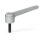 GN 126 Manettes indexables basses, zinc moulé sous pression, goujon fileté en acier Couleur: SR - argenté, RAL 9006, finition texturée
