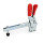 GN 810.4 Sauterelles, Acier, manette d'actionnement verticale, avec mécanisme de verrouillage, embase verticale, avec bras de serrage étendu Type: VLC - Bras de serrage étendu avec trou oblong, deux rondelles à collerette et une vis de serrage GN 708.1