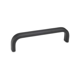 GN 668 Maniglie a ponte per armadi piatte, alluminio Tipo: A - Montaggio dal lato posteriore (foro cieco filettato)<br />Finitura: SW - Nero, RAL 9005, finitura strutturata