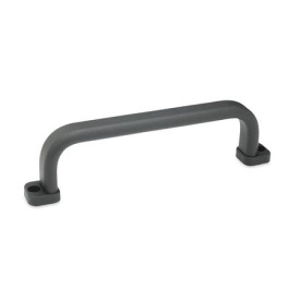GN 668 Maniglie a ponte per armadi piatte, alluminio Tipo: B - Montaggio dal lato dell'operatore (solo per b<sub>1</sub> = 20)<br />Finitura: SW - Nero, RAL 9005, finitura strutturata