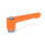 GN 302.1 Flache verstellbare Klemmhebel, Zink-Druckguss, Einsatz Edelstahl, mit Innengewinde Farbe: OS - orange, RAL 2004, strukturmatt