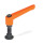GN 306 Verstellbare Klemmhebel, Zink-Druckguss, Einsatz Stahl, mit Außengewinde, mit Sonderzapfen Farbe: OS - orange, RAL 2004, strukturmatt
Form: KD - Kugelzapfen mit Druckstück