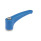 GN 604.1 Verstellbare Klemmhebel, Kunststoff, detektierbar, FDA-konformer, Einsatz Edelstahl, mit Innengewinde Werkstoff / Oberfläche: VDB - visuell detektierbar, blau, RAL 5005, matt