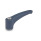 GN 604.1 Verstellbare Klemmhebel, Kunststoff, detektierbar, FDA-konformer, Einsatz Edelstahl, mit Innengewinde Werkstoff / Oberfläche: MDB - metalldetektierbar, blau, RAL 5001, matt