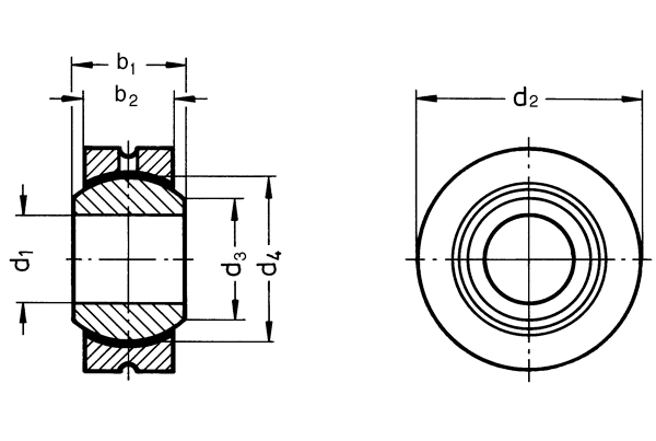 DIN 648-E Palier d’articulation plus étroit schéma