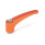 GN 604.1 Verstellbare Klemmhebel, Kunststoff, Einsatz Edelstahl, mit Innengewinde / Passbohrung Farbe: OR - orange, RAL 2004, matt