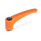 GN 602 Verstellbare Klemmhebel, Zink-Druckguss, Einsatz Stahl, mit Innengewinde / Passbohrung Farbe: OS - orange, RAL 2004, strukturmatt
