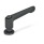 GN 307 Verstellbare Klemmhebel, Zink-Druckguss, Einsatz Stahl, mit Innengewinde, mit Auflagescheibe Farbe: SW - schwarz, RAL 9005, strukturmatt