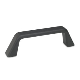 GN 728 Maniglie a ponte per armadi, alluminio Tipo: A - Montaggio dal lato posteriore (foro cieco filettato)<br />Finitura: SW - Nero, RAL 9005, finitura strutturata