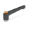 GN 303.1 Verstellbare Klemmhebel, Zink-Druckguss, Einsatz Edelstahl, mit Innengewinde, mit Ausrastknopf Farbe Ausrastknopf: O - orange, RAL 2004