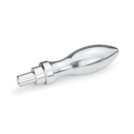 Drehbare Ballengriffe DIN 98: Stahl / Aluminium / Kunststoff, Achsteil Stahl