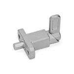 Pistoncini di posizionamento a molla in acciaio INOX con flangia per montaggio a filo, ad angolo retto rispetto al perno del puntale