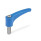 GN 604.1 Verstellbare Klemmhebel, Kunststoff, detektierbar, FDA-konformer, Einsatz Edelstahl, mit Außengewinde Werkstoff / Oberfläche: VDB - visuell detektierbar, blau, RAL 5005, matt