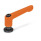 GN 307 Verstellbare Klemmhebel, Zink-Druckguss, Einsatz Stahl, mit Innengewinde, mit Auflagescheibe Farbe: OS - orange, RAL 2004, strukturmatt