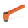 GN 300 Verstellbare Klemmhebel, Zink-Druckguss, Einsatz Stahl brüniert, mit Innengewinde / Passbohrung Farbe: OS - orange, RAL 2004, strukturmatt